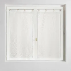 Paire de voilages tissés œillets bois (60 x 160 cm) Minalisa Blanc