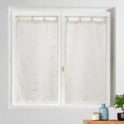 Paire de voilages tissés œillets bois (60 x 120 cm) Minalisa Beige