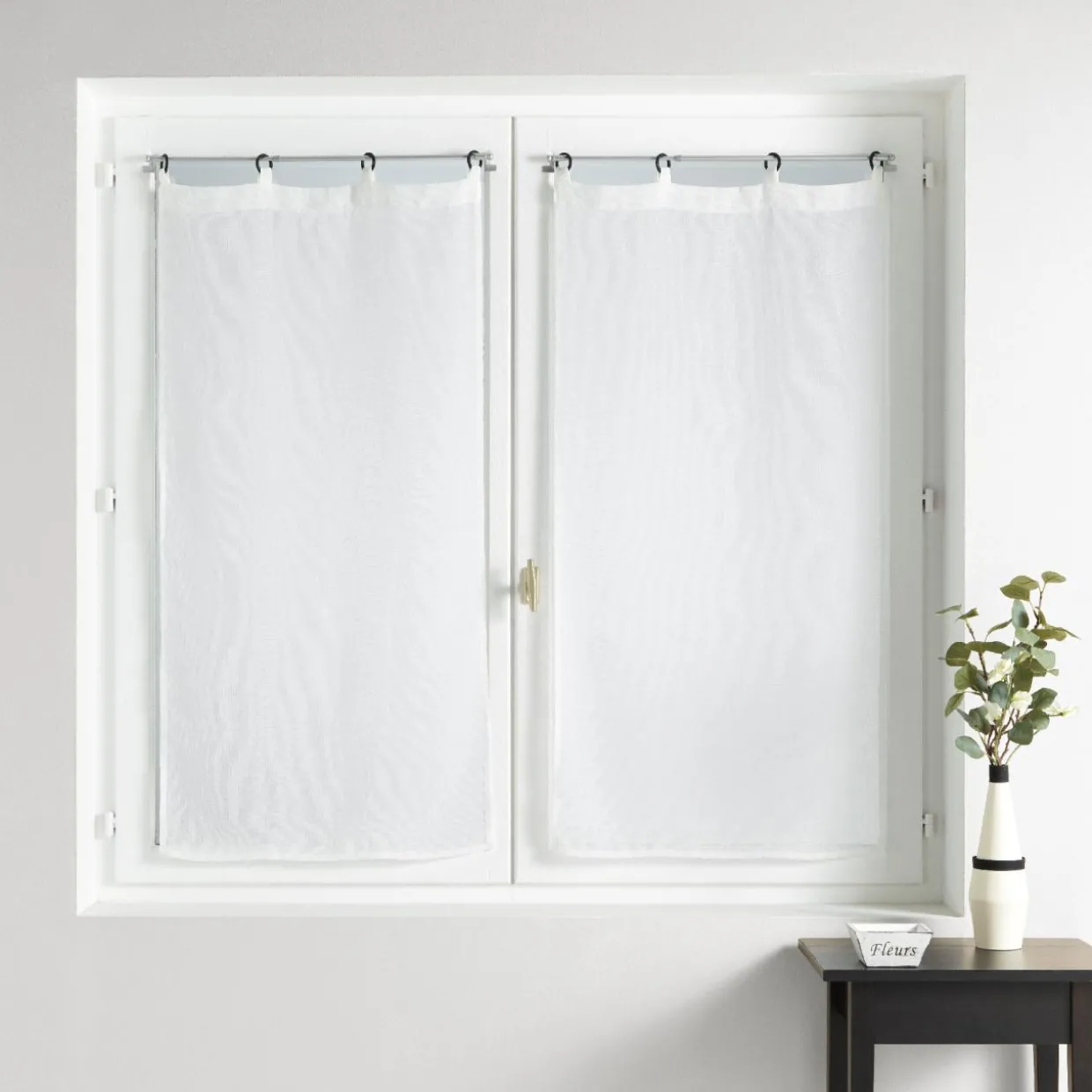 Paire de voilages tissés oeillets (60 x 120 cm) Davina Blanc