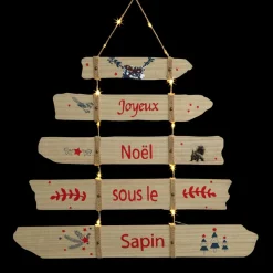 Pancarte de Noël illuminée à piles (H80 cm) Sapin Blanc chaud