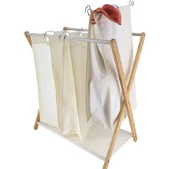 Panier à linge 3 compartiments (H76 cm) Purebamboo Ecru