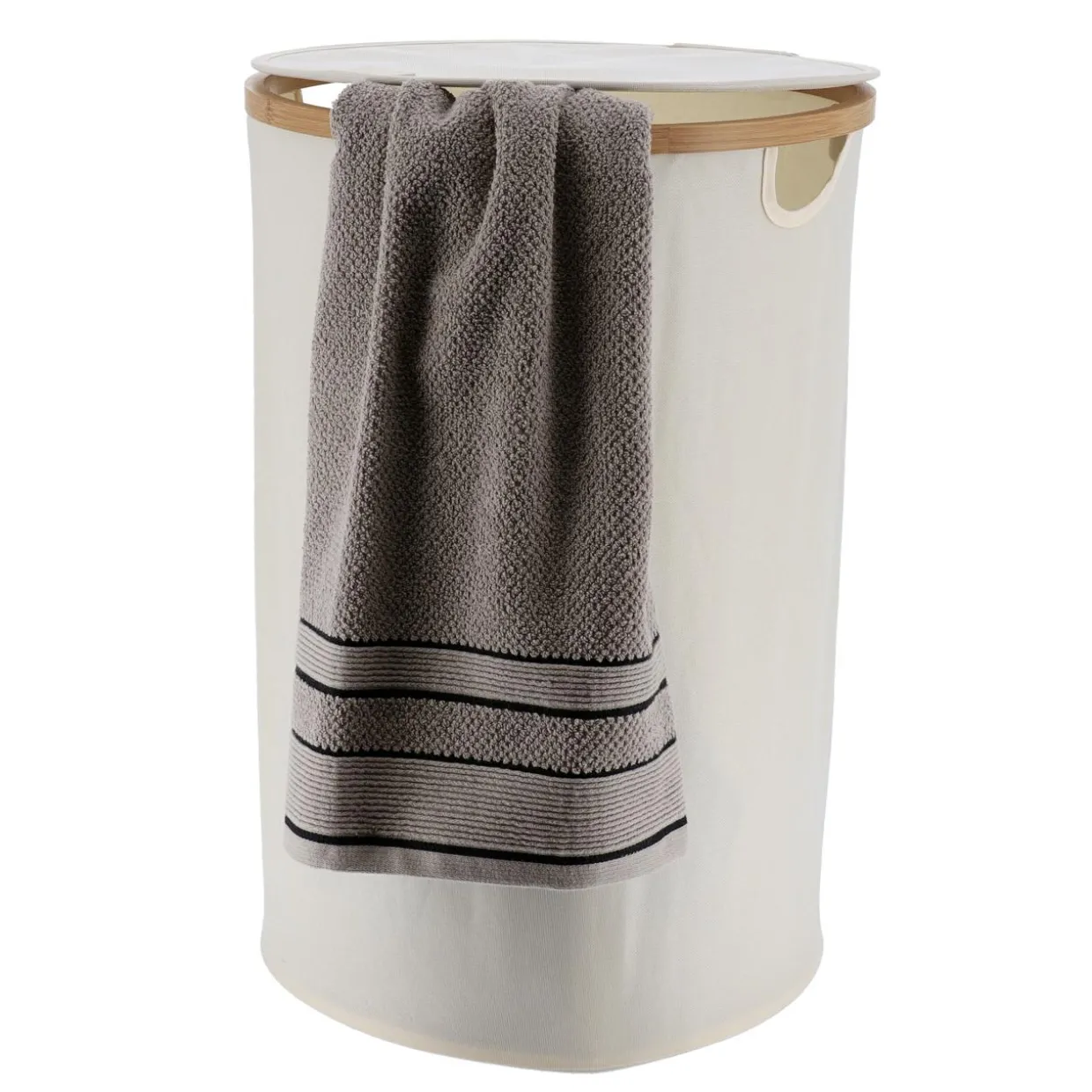 Panier à linge rond et pliable (H60 cm) Purebamboo Ecru