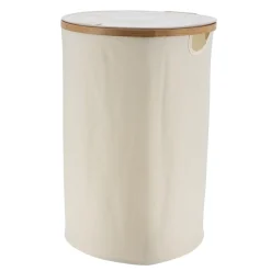 Panier à linge rond et pliable (H60 cm) Purebamboo Ecru