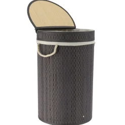 Panier à linge rond et pliable (H55 cm) Damier Gris