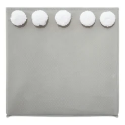 Panier de rangement enfant (29 x 29 cm) 5 Pompons Gris