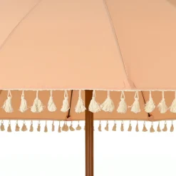 Parasol de jardin rond à franges (D2.5 m) Mexico Rose pêche