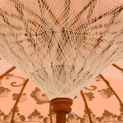 Parasol de jardin rond à franges (D2 m) Jaipur Beige rosé et dorure