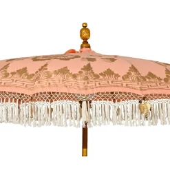 Parasol de jardin rond à franges (D2 m) Jaipur Beige rosé et dorure