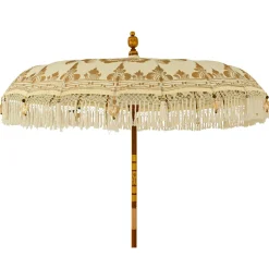 Parasol de jardin rond à franges (D2 m) Jaipur Crème et dorure