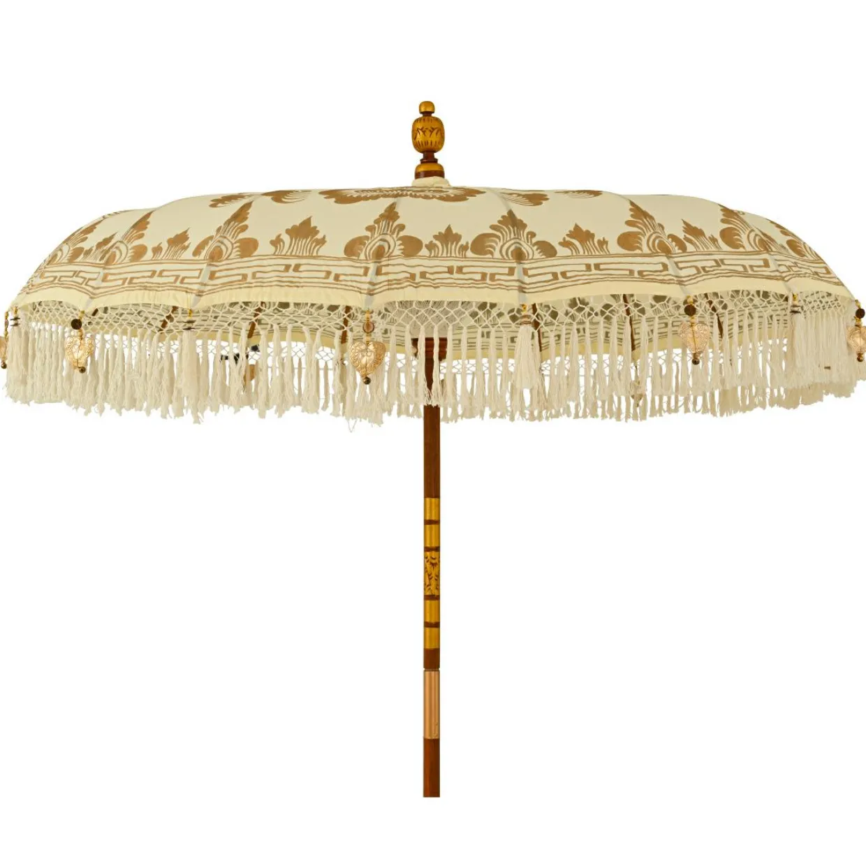 Parasol de jardin rond à franges (D2 m) Jaipur Crème et dorure