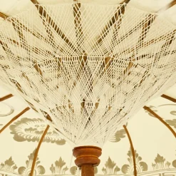 Parasol de jardin rond à franges (D2 m) Jaipur Crème et dorure