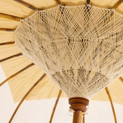 Parasol de jardin rond avec ornements (D2 m) Cuzco Blanc cassé