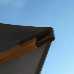 Parasol rond aluminium (D3,5 m) Yucatan effet Bois et gris anthracite