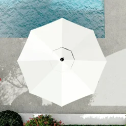 Parasol rond aluminium (D3,5 m) Yucatan effet Bois et blanc
