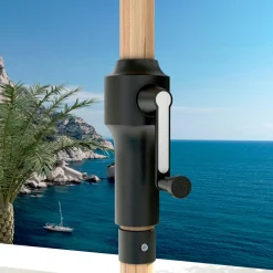 Parasol rond aluminium (D3,5 m) Yucatan effet Bois et blanc