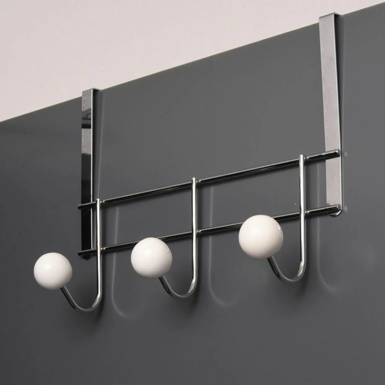 Patère à suspendre 3 crochets Chrome - Blanc