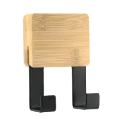 Patère adhésive carrée Crochet double 3M Bambou Noir