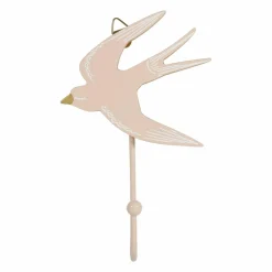 Patère enfant bois Oiseau Rose