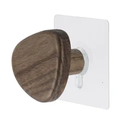 Patère murale adhésive (D6,5 cm) Galet Marron