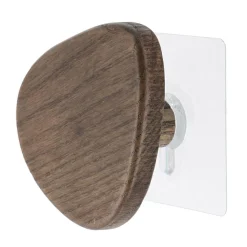 Patère murale adhésive (D9,5 cm) Galet Marron