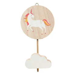 Patère murale enfant bois (H16 cm) Licorne Rose