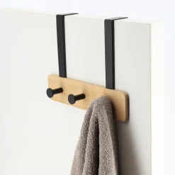 Patère pour porte 3 crochets (L29 x H20 cm) Bambou Noir
