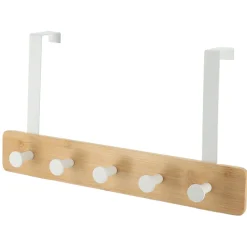 Patère pour porte 3 crochets (L29 x H20 cm) Bambou Blanc