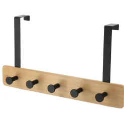 Patère pour porte 5 crochets (L37 x H20 cm) Bambou Noir