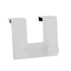 Patère pour porte métal 2 crochets (H10 cm) Blanc