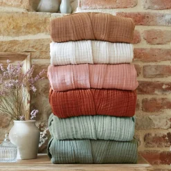 Peignoir de bain gaze de coton L/XL Gaïa Vert eucalyptus