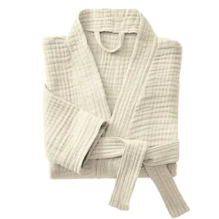 Peignoir de bain gaze de coton L/XL Gaïa Beige pampa
