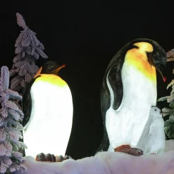 Pingouin lumineux fibre de verre 8 LED (H50 cm) Zélian Blanc froid