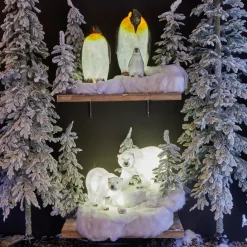 Pingouin lumineux fibre de verre 8 LED (H50 cm) Zélian Blanc froid