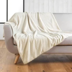 Plaid bouclette (180 x 220 cm) Wooly Ecru