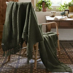 Plaid canapé matière recyclée (130 x 160 cm) Gabin Vert thym