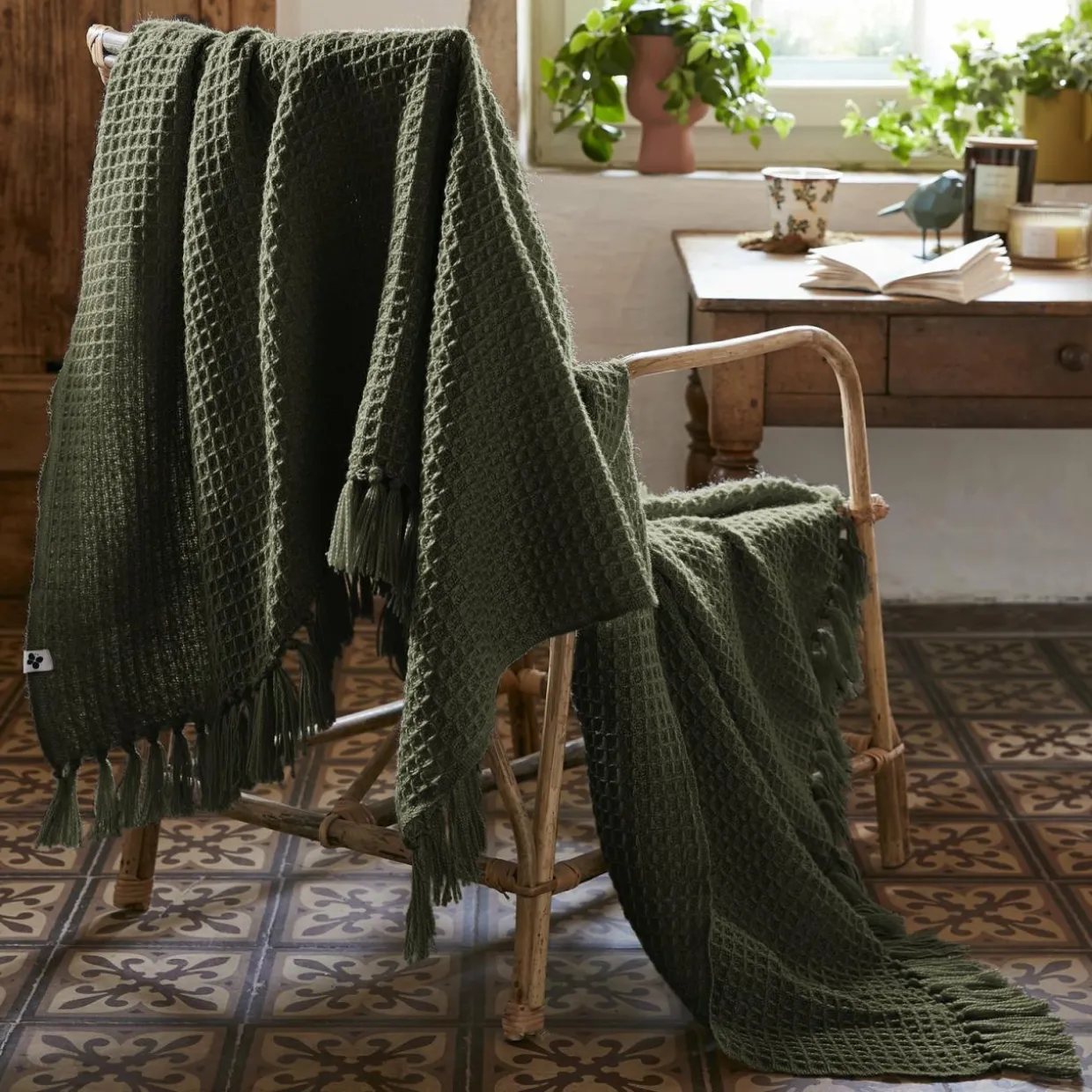 Plaid canapé matière recyclée (130 x 160 cm) Gabin Vert thym