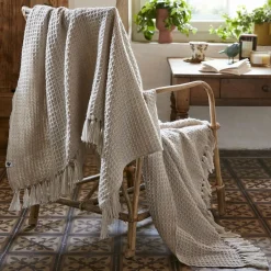 Plaid canapé matière recyclée (130 x 160 cm) Gabin Beige pampa