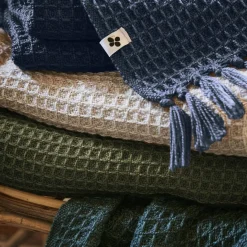 Plaid canapé matière recyclée (130 x 160 cm) Gabin Bleu nuit