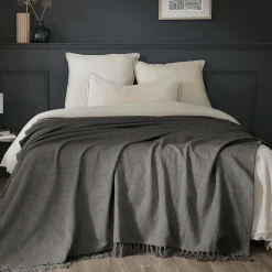 Plaid coton (180 x 220 cm) Sixtine Gris ardoise