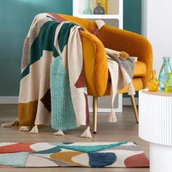 Plaid coton recyclé (125 x 150 cm) Blokken Multicolore