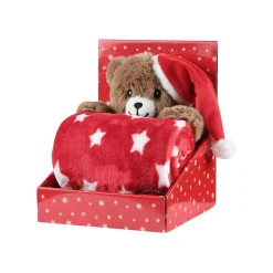 Plaid de Noël (100 x 75 cm) et peluche Lucien Rouge