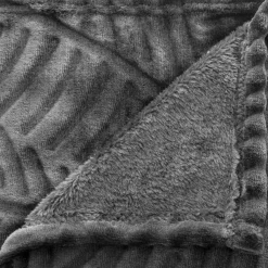 Plaid doux (150 cm) 3D Feuille Gris