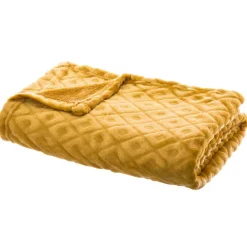 Plaid doux (150 cm) 3D Losange Jaune ocre