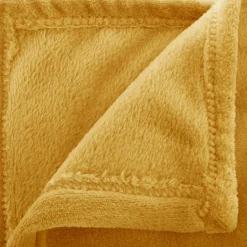 Plaid doux (180 cm) Tendresse flanel Jaune ocre