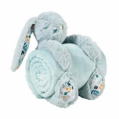 Plaid doux enfant (90 x 75 cm) et peluche Lapino Bleu