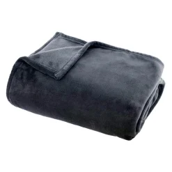 Plaid doux flanelle (125 x 150 cm) Didou Gris anthracite