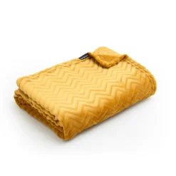 Plaid doux flanelle (125 x 150 cm) Zag Jaune moutarde