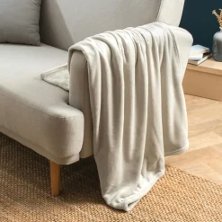 Plaid doux flanelle (125 x 150 cm) Didou Beige grège