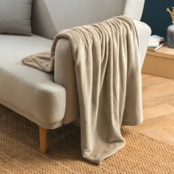 Plaid doux flanelle (130 x 180 cm) Didou Marron glacé