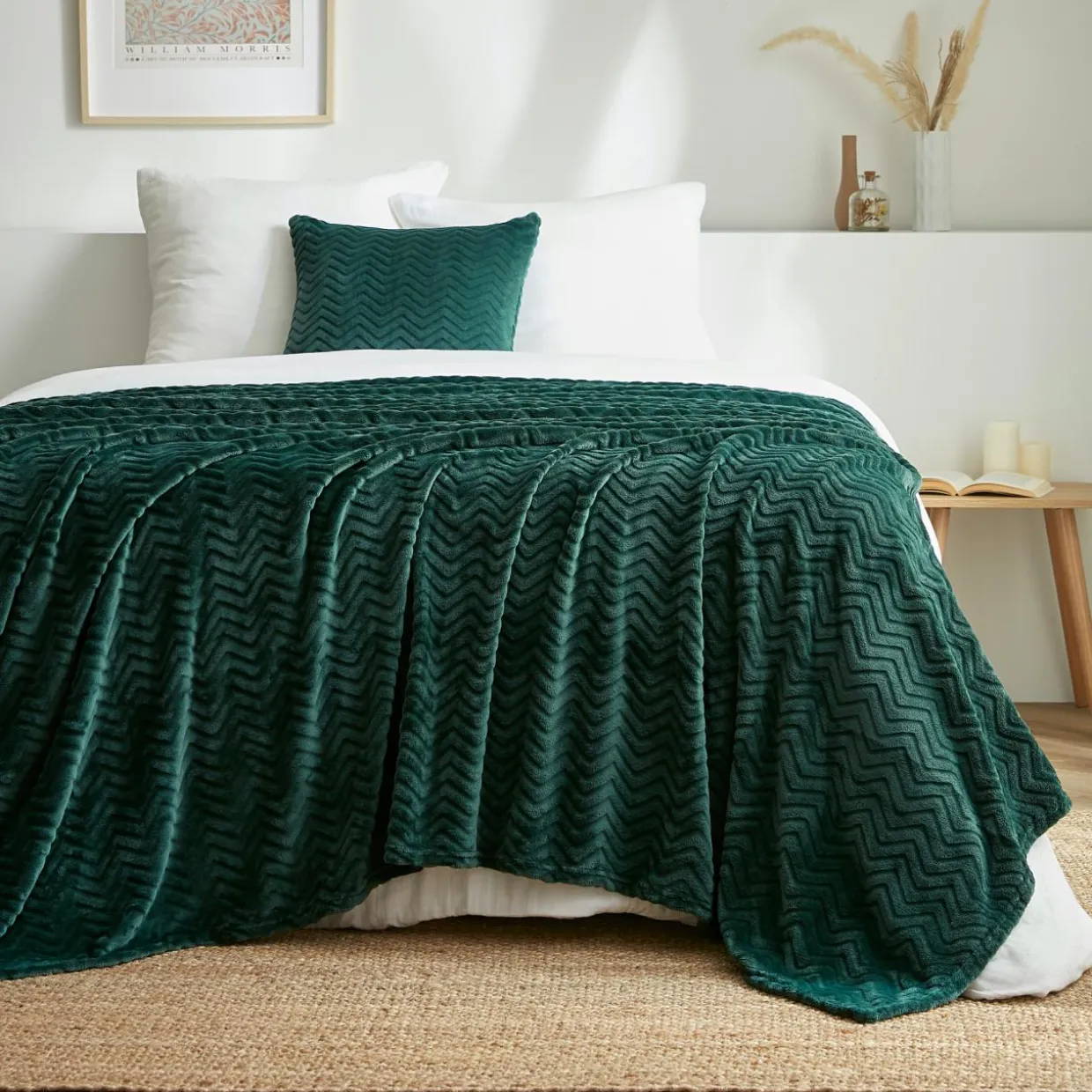 Plaid doux flanelle (220 x 240 cm) Zag Vert